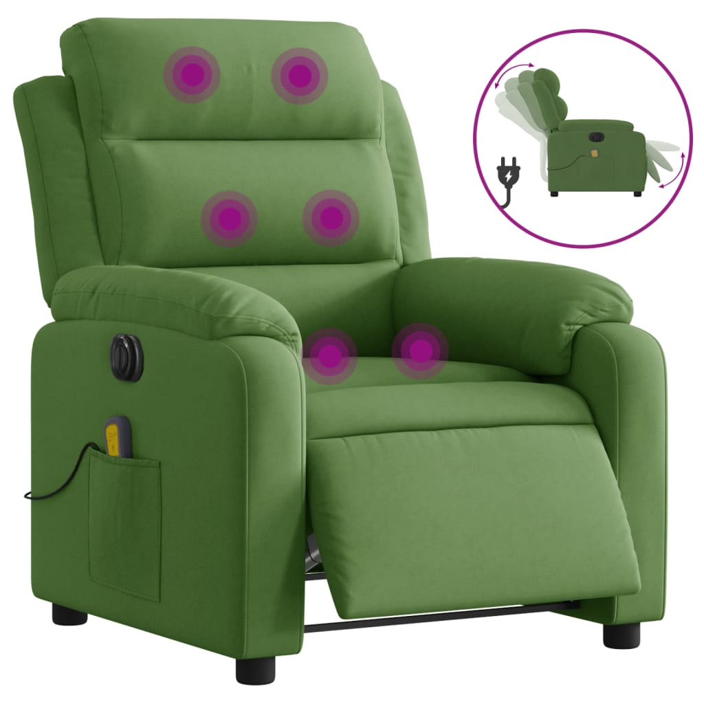 vidaXL Elektrické masážní polohovací křeslo světle zelené samet
