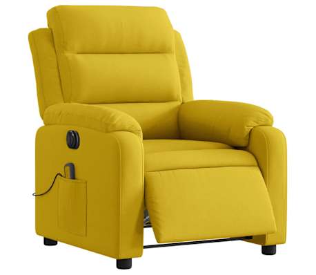 vidaXL Fauteuil inclinable de massage &eacute;lectrique jaune velours