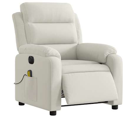 vidaXL Fauteuil inclinable de massage &eacute;lectrique cr&egrave;me velours