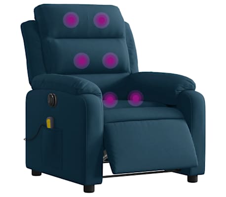 vidaXL Fauteuil inclinable de massage &eacute;lectrique bleu velours
