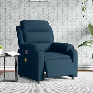 Električni masažni naslanjač moder žamet