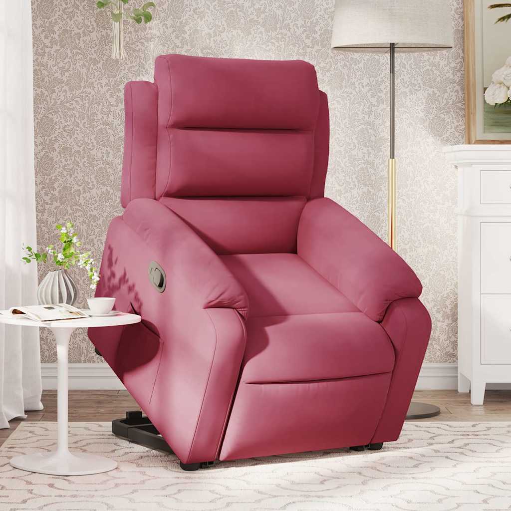 vidaXL Poltrona Alzapersona Reclinabile Rosso Vino in Velluto