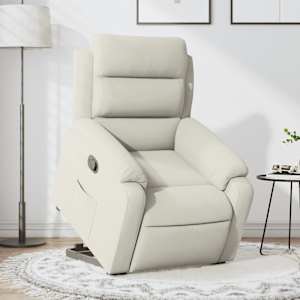 Naslanjač s funkcijo vstajanja krem žamet