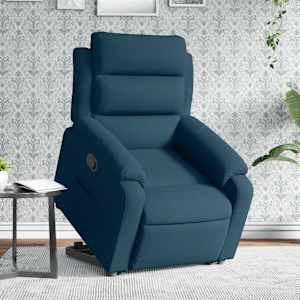 Naslanjač s funkcijo vstajanja moder žamet