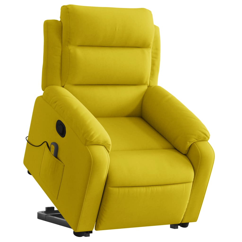 vidaXL Sillón reclinable de masaje elevable terciopelo amarillo