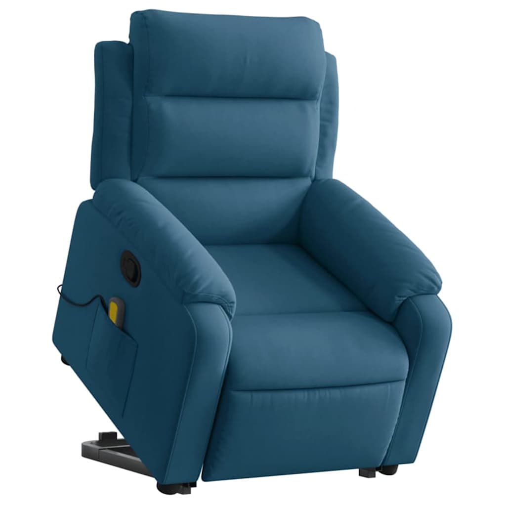 vidaXL Sta-op-massagestoel verstelbaar fluweel blauw afbeelding