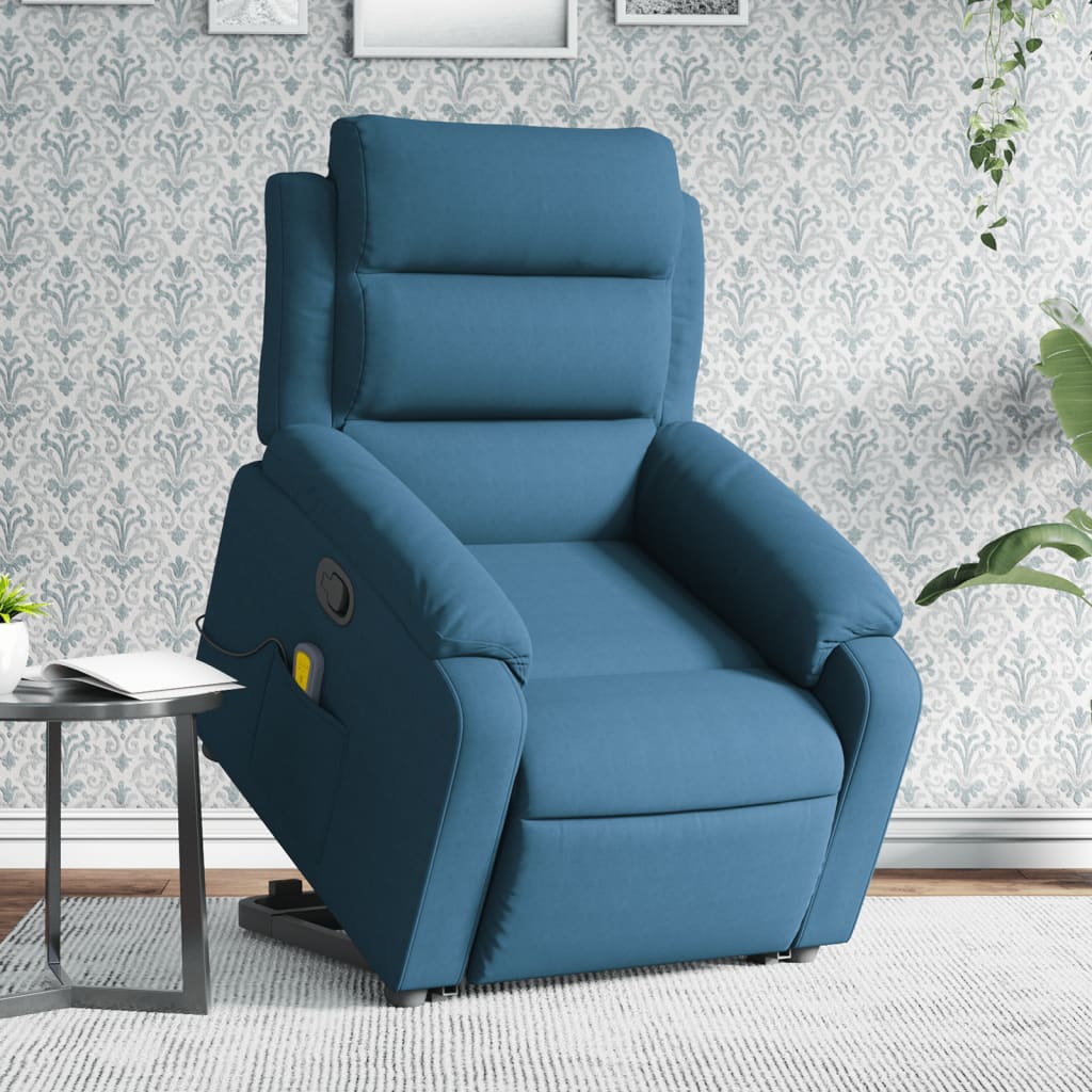 vidaXL løftestol med massagefunktion fløjl blå