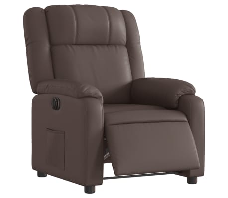 vidaXL Sill&oacute;n reclinable el&eacute;ctrico de cuero sint&eacute;tico marr&oacute;n