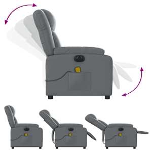 Elektrické masážní polohovací křeslo šedé umělá kůže - obrázek 7