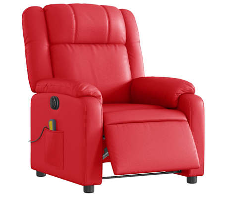 vidaXL Sill&oacute;n de masaje reclinable el&eacute;ctrico de cuero artificial rojo