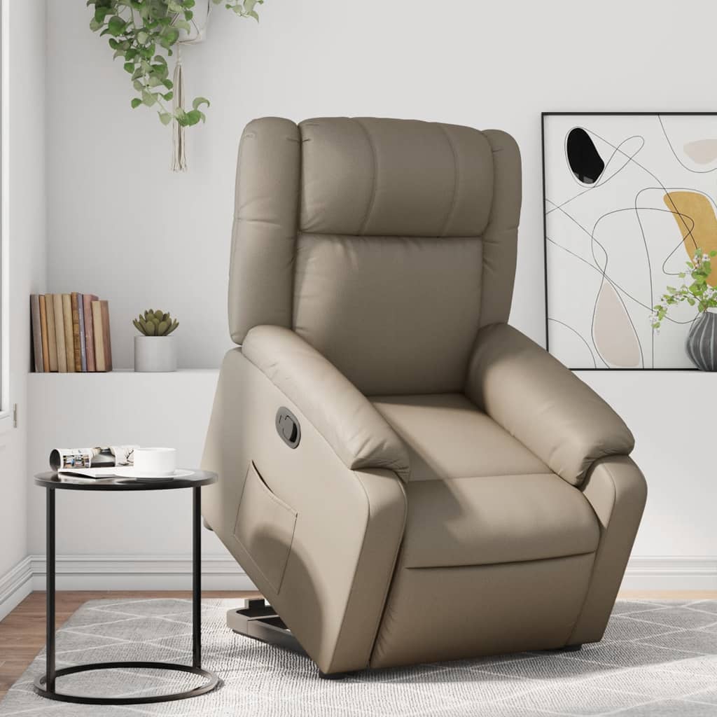 vidaXL Fotoliu rabatabil cu ridicare, cappuccino, piele ecologică