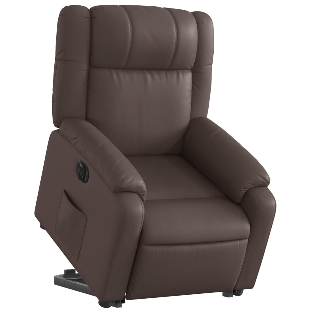 vidaXL Sillón reclinable elevable eléctrico de cuero sintético marrón