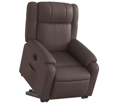 vidaXL Sillón reclinable elevable eléctrico de cuero sintético marrón