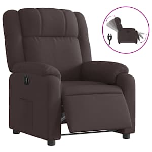 Elektrické polohovací křeslo tmavě hnědé textil - obrázek 2