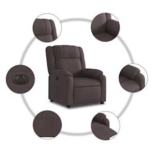 Elektrické polohovací křeslo tmavě hnědé textil - obrázek 8