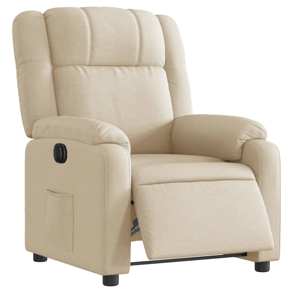 vidaXL Fauteuil inclinable électrique Crème Tissu