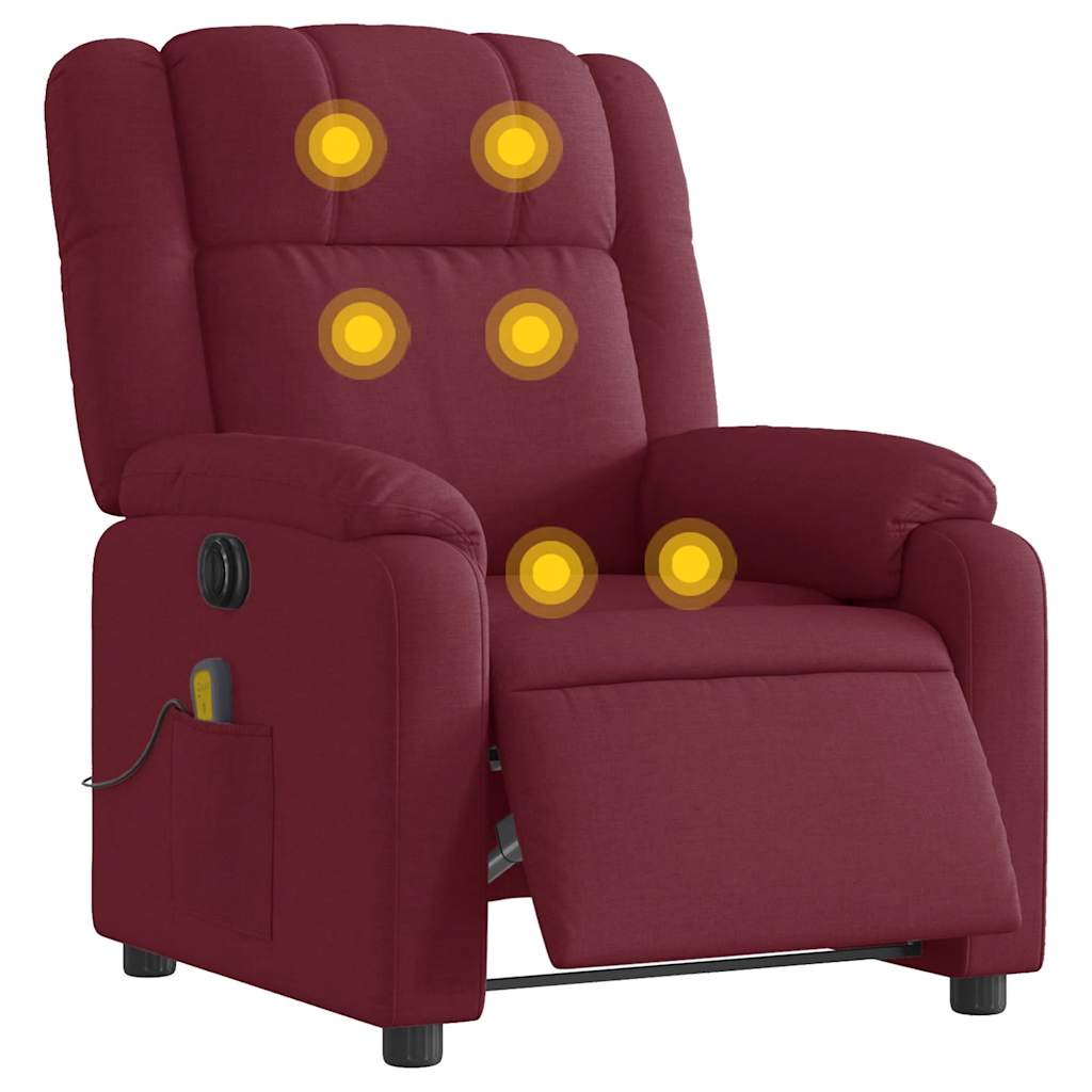 vidaXL Massagestoel elektrisch verstelbaar stof wijnrood afbeelding