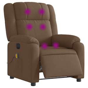 Elektrické masážní polohovací křeslo hnědé textil - obrázek 3