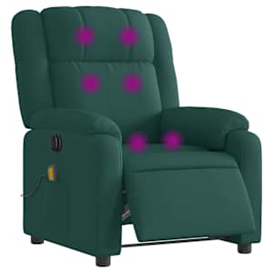 Elektrické masážní polohovací křeslo tmavě zelené textil - obrázek 3