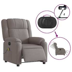 Elektrické masážní polohovací křeslo taupe textil - obrázek 6