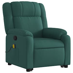 Zvedací masážní polohovací křeslo tmavě zelené textil - obrázek 4