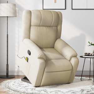 Masažni naslanjač s funkcijo vstajanja krem blago