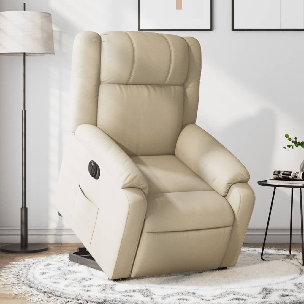 vidaXL Relaxsessel mit Aufstehhilfe Elektrisch Creme Stoff