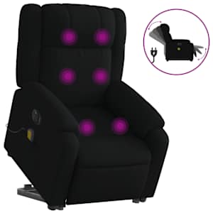 Elektrické zvedací masážní polohovací křeslo černé textil - obrázek 2