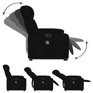 Elektrické zvedací masážní polohovací křeslo černé textil - obrázek 7