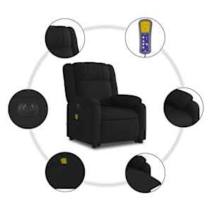 Elektrické zvedací masážní polohovací křeslo černé textil - obrázek 8