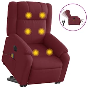 Elektrické zvedací masážní polohovací křeslo vínové textil - obrázek 2