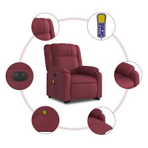 Elektrické zvedací masážní polohovací křeslo vínové textil - obrázek 8