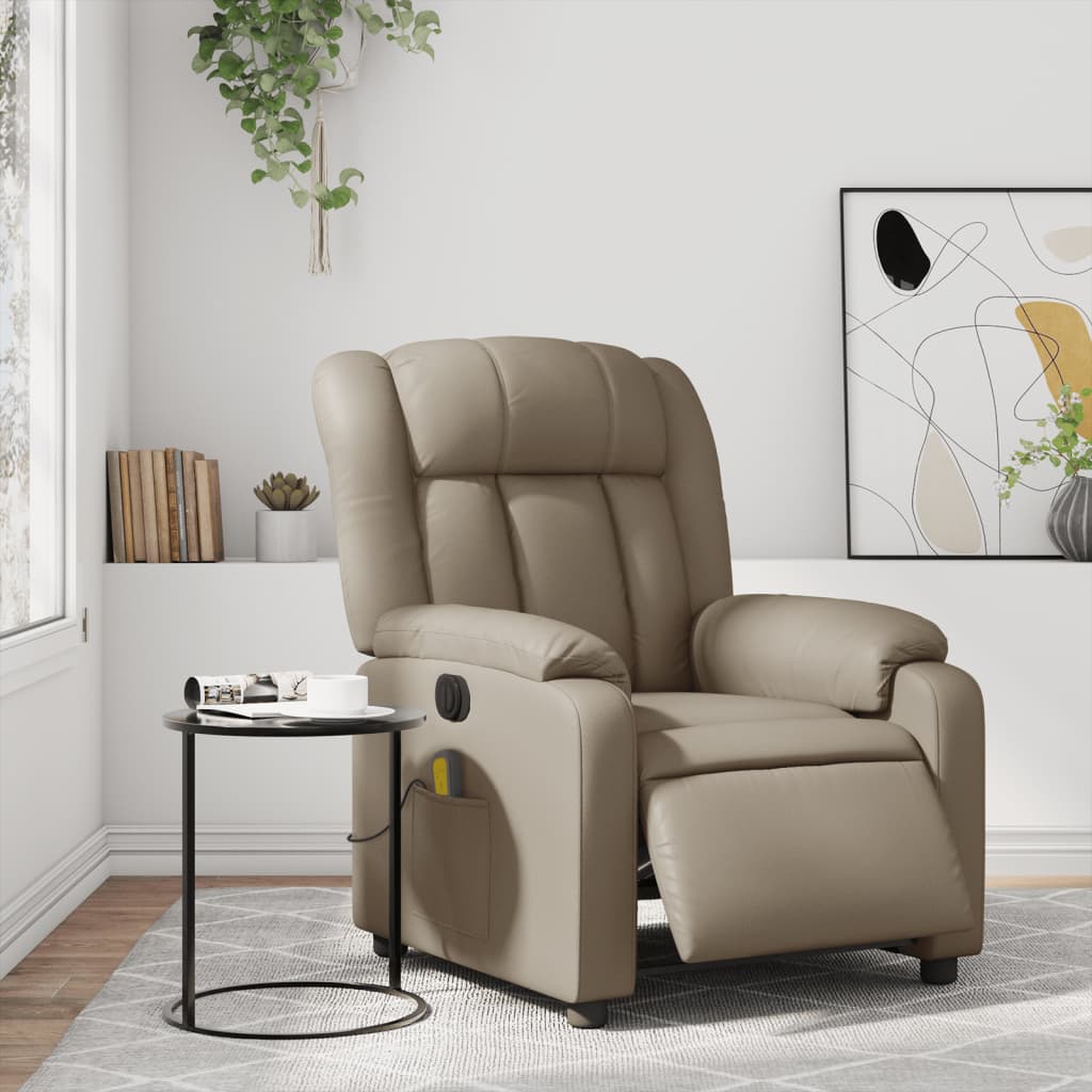 Elektrické masážní polohovací křeslo cappuccino umělá kůže - obrázek 15