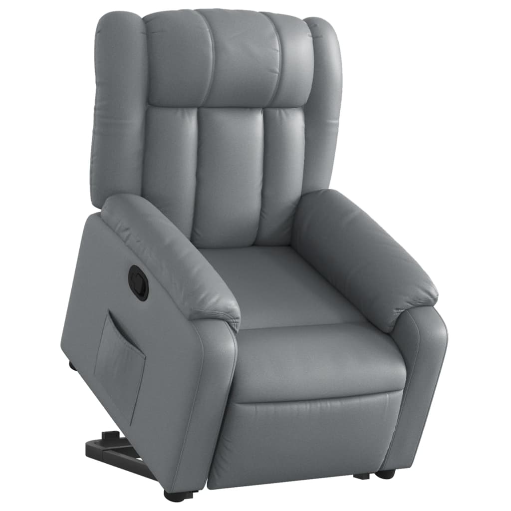 vidaXL Sillón reclinable elevable cuero artificial gris