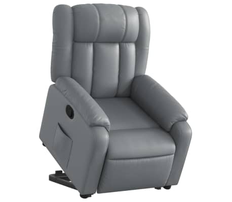 vidaXL Sillón reclinable elevable cuero artificial gris