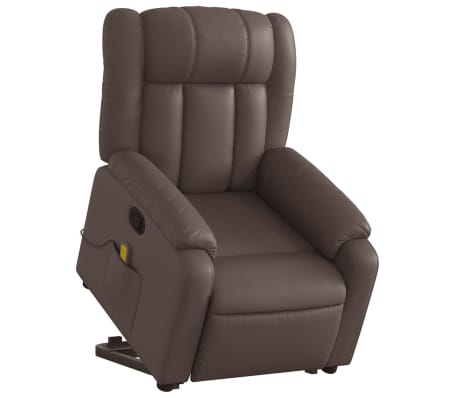 vidaXL Sillón reclinable de masaje de pie de cuero sintético marrón