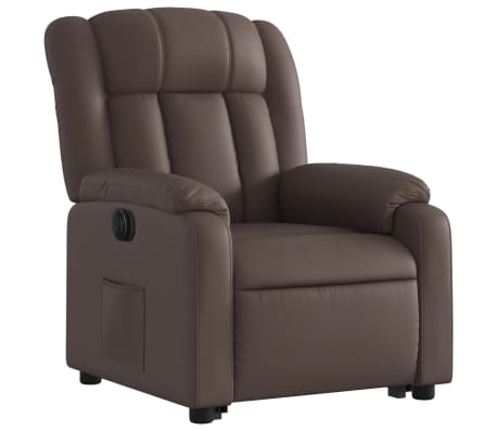 vidaXL Sillón reclinable elevable eléctrico de cuero sintético marrón