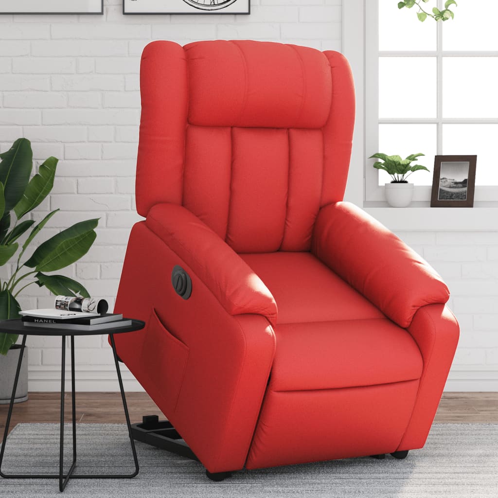 vidaXL Relaxsessel mit Aufstehhilfe Elektrisch Rot Kunstleder