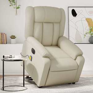 Električni masažni stol s funkcijo vstajanja krem umetno usnje