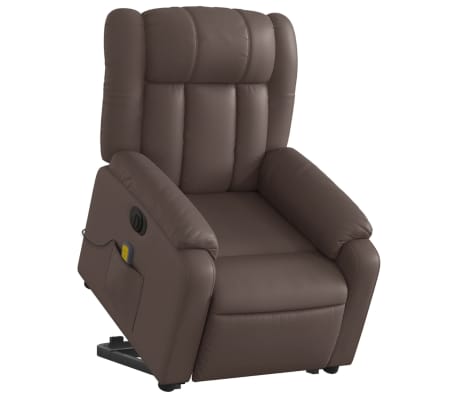 vidaXL Fauteuil inclinable de massage &eacute;lectrique marron similicuir