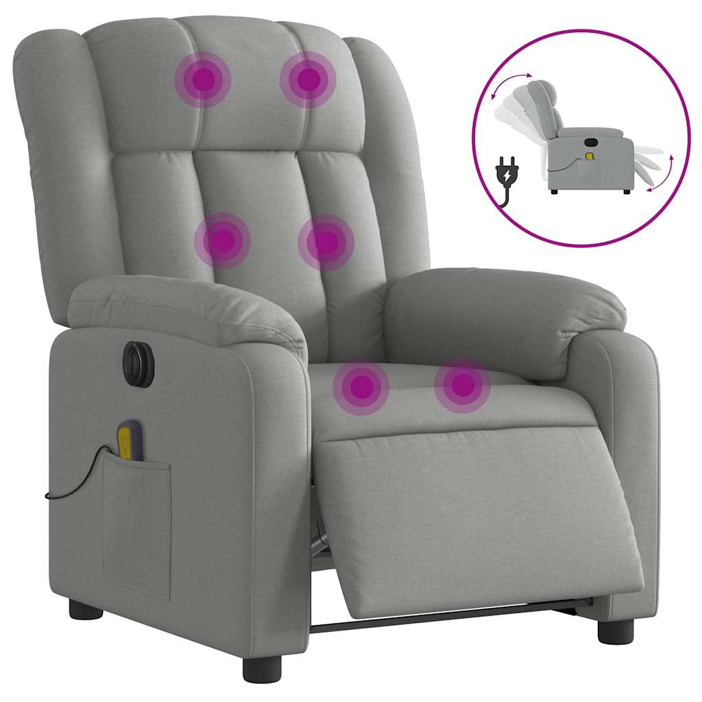 Thumbnail - vidaXL Massagesessel Elektrisch Hellgrau Stoff