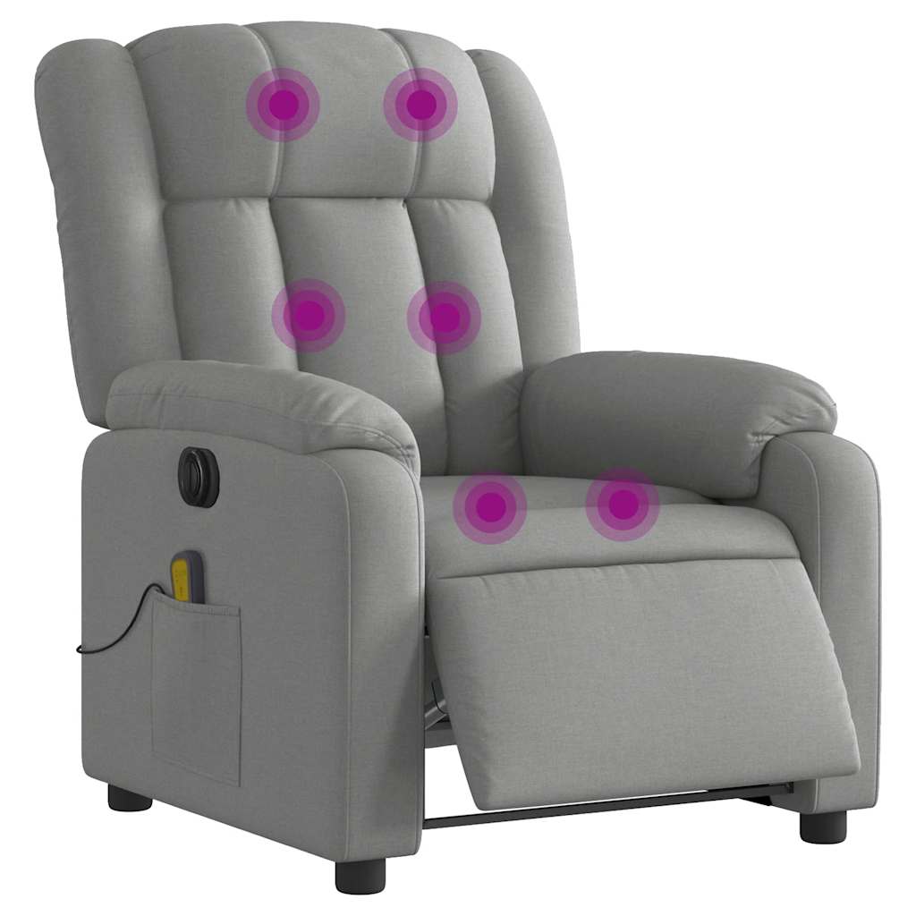Thumbnail - vidaXL Massagesessel Elektrisch Hellgrau Stoff