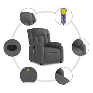 Elektrické masážní polohovací křeslo tmavě šedé textil - obrázek 8