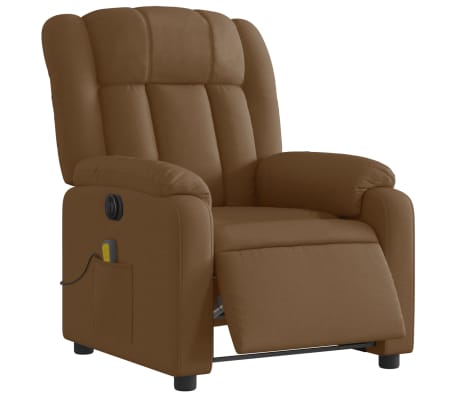 vidaXL Fauteuil inclinable de massage électrique marron tissu