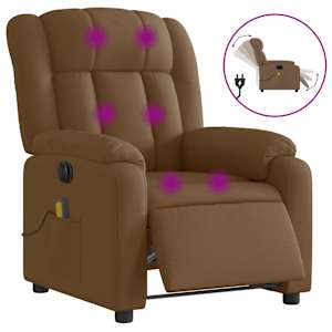 Elektrické masážní polohovací křeslo hnědé textil - obrázek 6