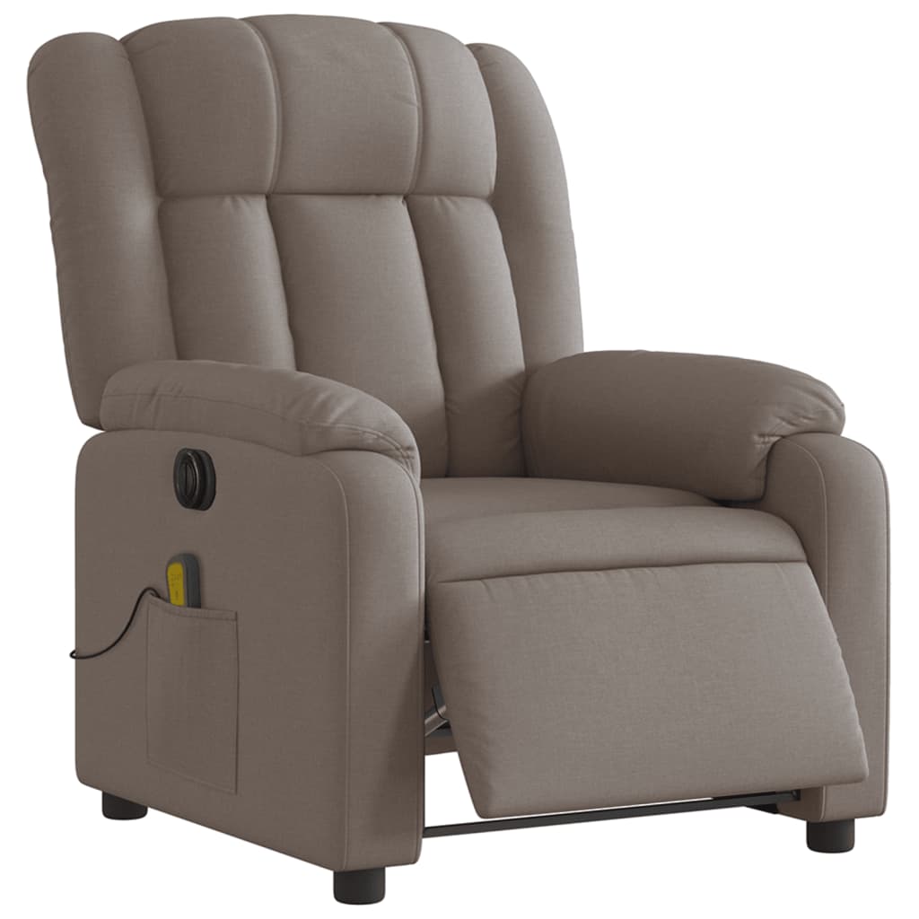 vidaXL Fauteuil de massage inclinable électrique Taupe Tissu