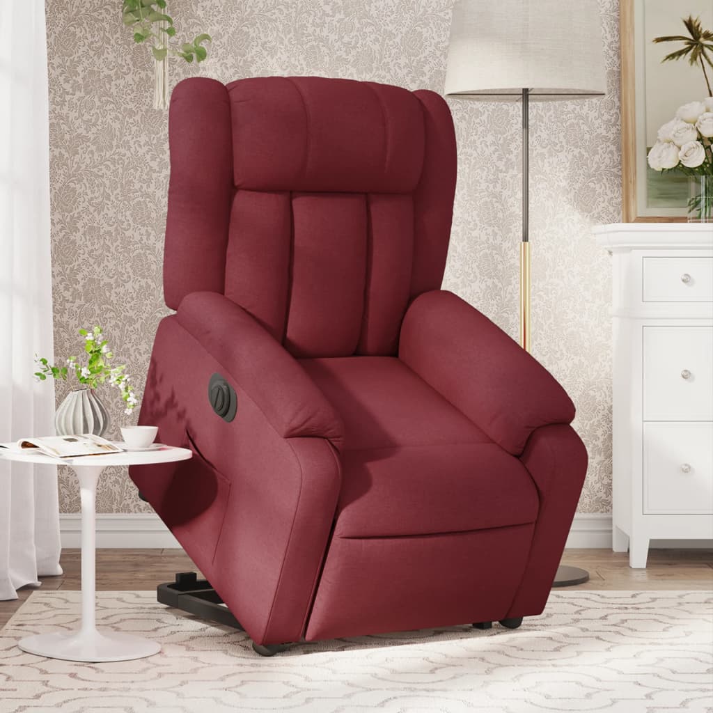 vidaXL Fotoliu electric rabatabil cu ridicare, roșu vin, textil