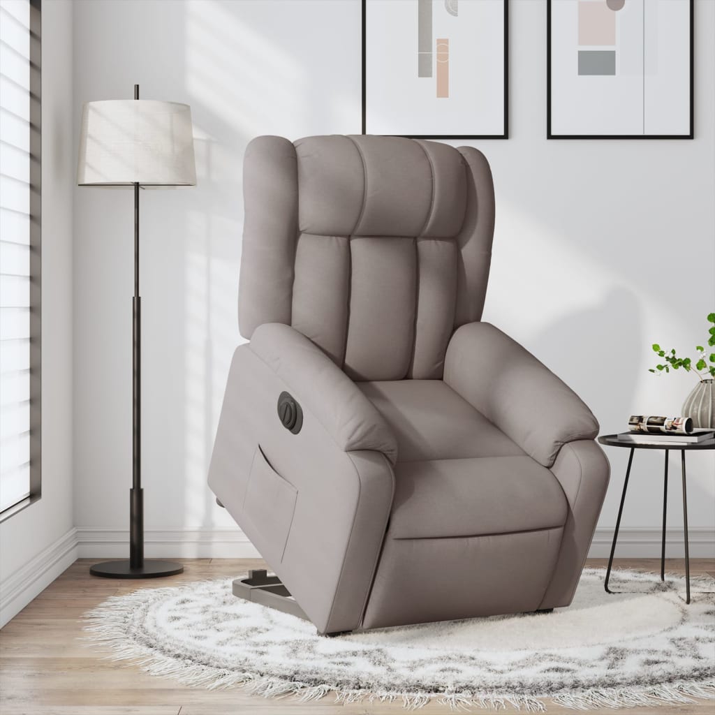 Elektrické zvedací polohovací křeslo taupe textil - obrázek 15