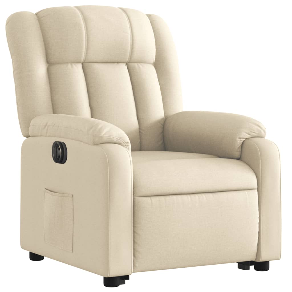 vidaXL Sillón eléctrico reclinable elevable de tela color crema