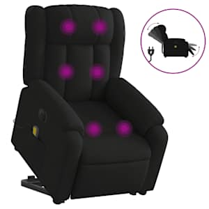 Elektrické zvedací masážní polohovací křeslo černé textil - obrázek 2